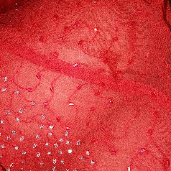 VTG Y2K Alyce Sz 2 Red 100% Silk Heavily Beaded Prom Formal Dress Lined - Picture 8 of 9